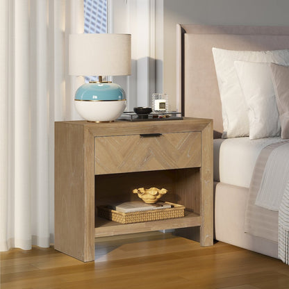 Kingston Herringbone Accent Table - Light Natural - 30"W