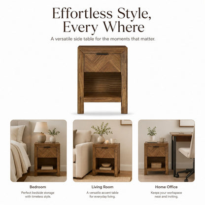 Kingston Herringbone Accent Table - Hazelnut Brown - 20"W