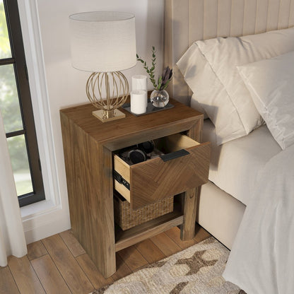 Kingston Herringbone Accent Table - Hazelnut Brown - 20"W