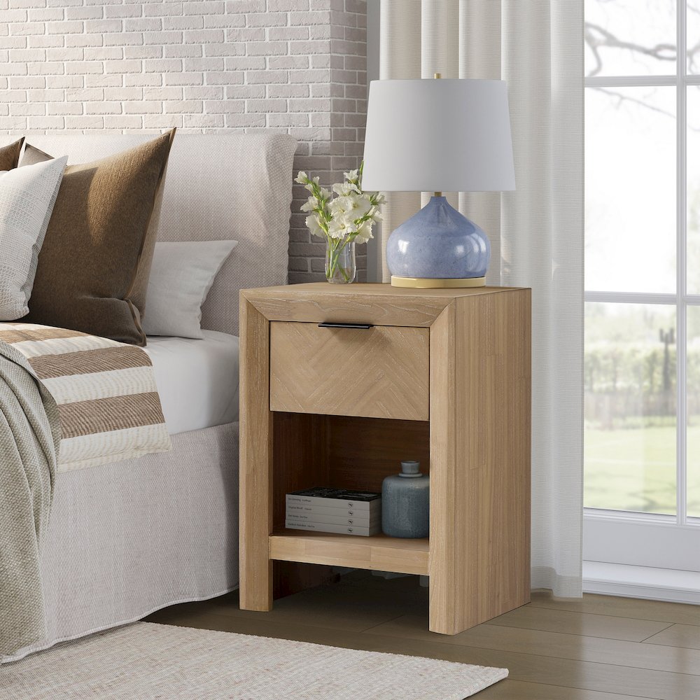 Kingston Herringbone Accent Table - Light Natural - 20"W