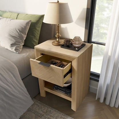 Kingston Herringbone Accent Table - Light Natural - 20"W