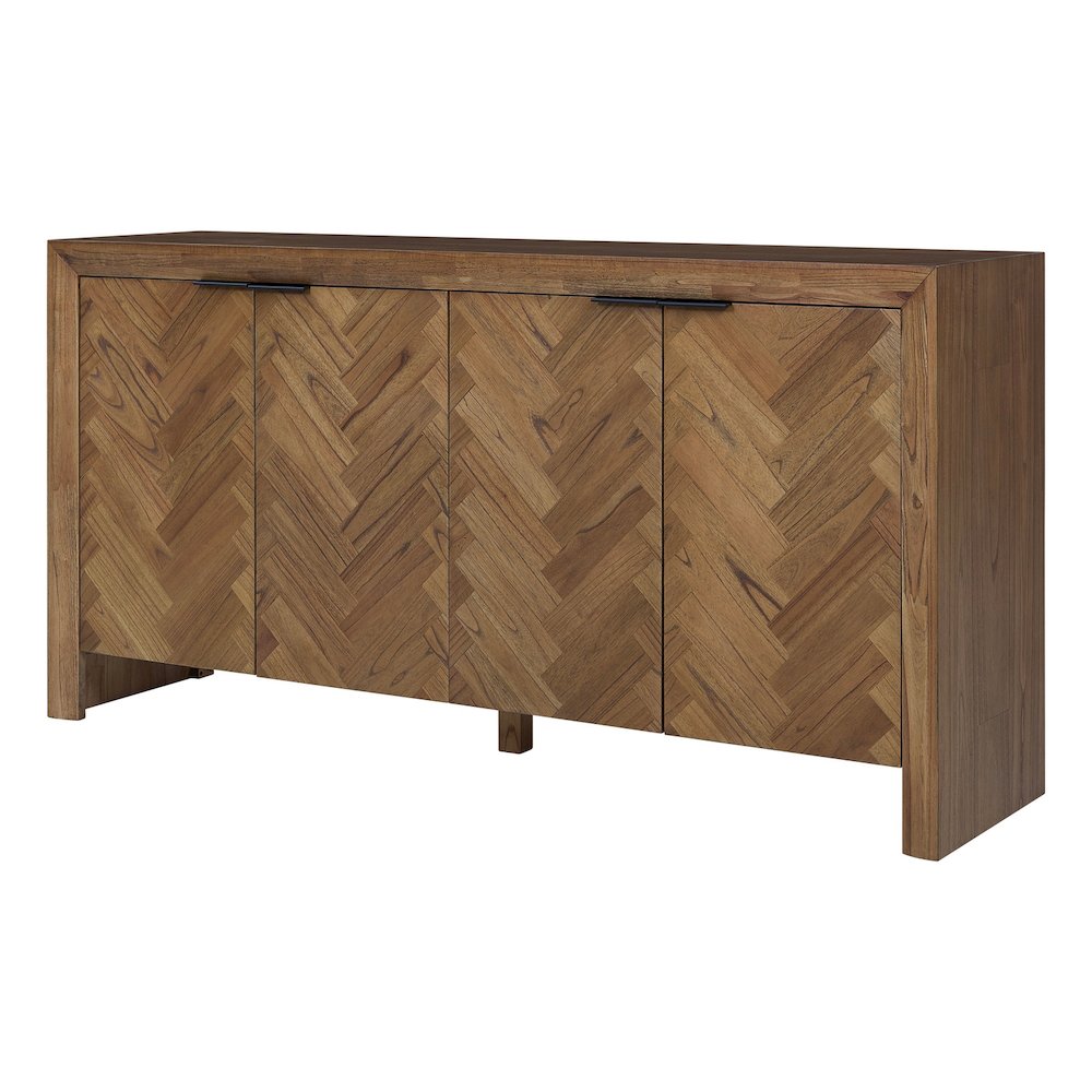Kingston Herringbone 4-Door Sideboard - Hazelnut Brown