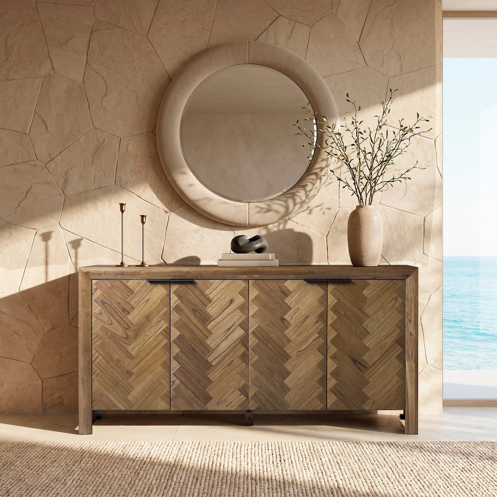 Kingston Herringbone 4-Door Sideboard - Hazelnut Brown