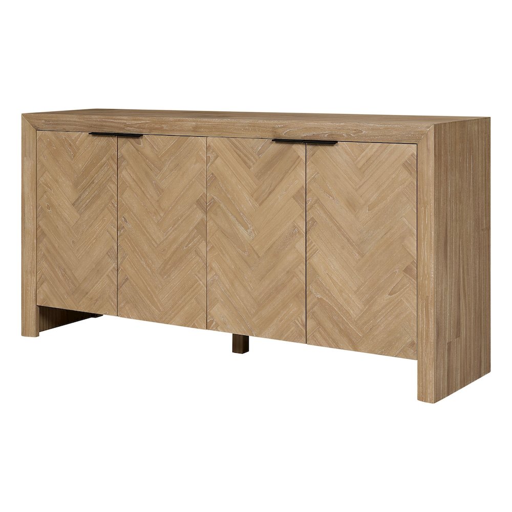 Kingston Herringbone 4-Door Sideboard - Light Natural