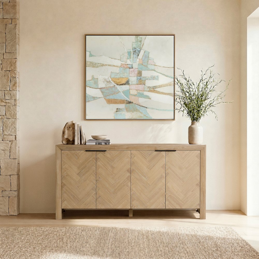 Kingston Herringbone 4-Door Sideboard - Light Natural