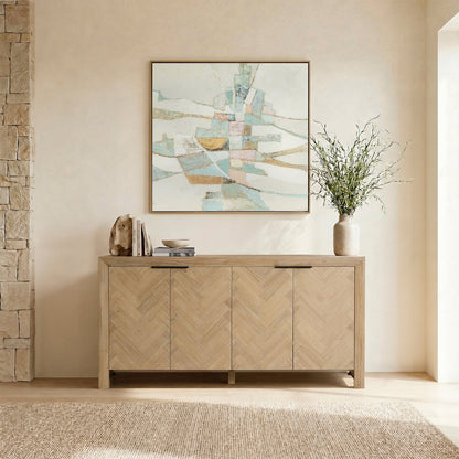 Kingston Herringbone 4-Door Sideboard - Light Natural