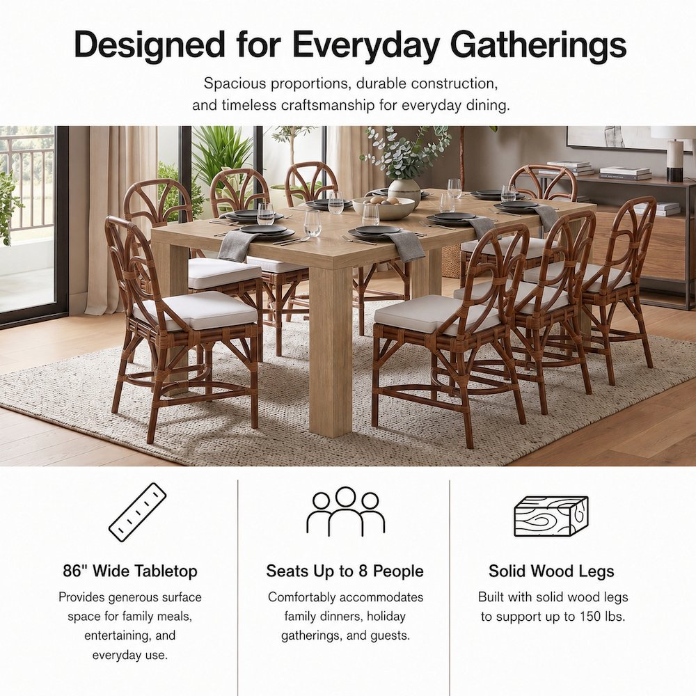 Kingston Herringbone Dining Table - Light Natural