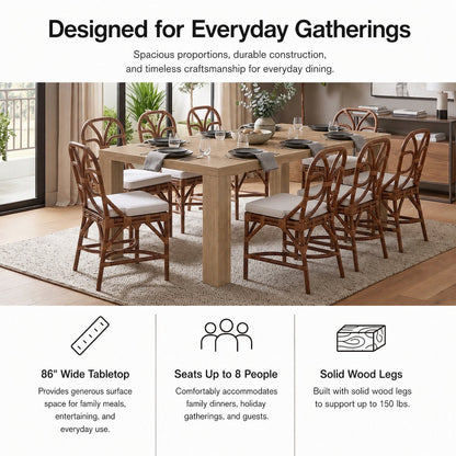 Kingston Herringbone Dining Table - Light Natural