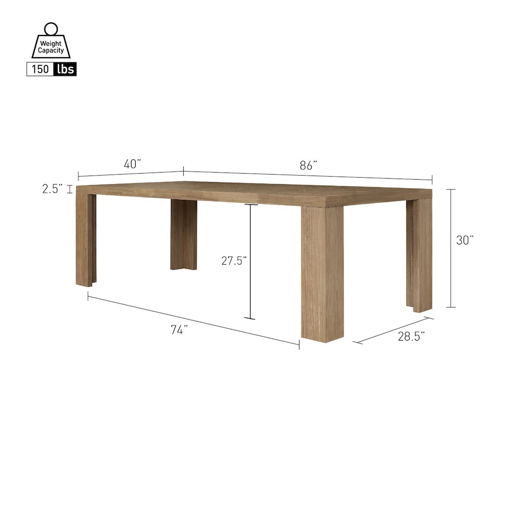 Kingston Herringbone Dining Table - Light Natural