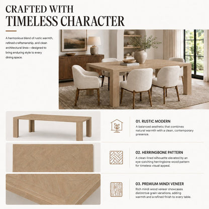 Kingston Herringbone Dining Table - Light Natural