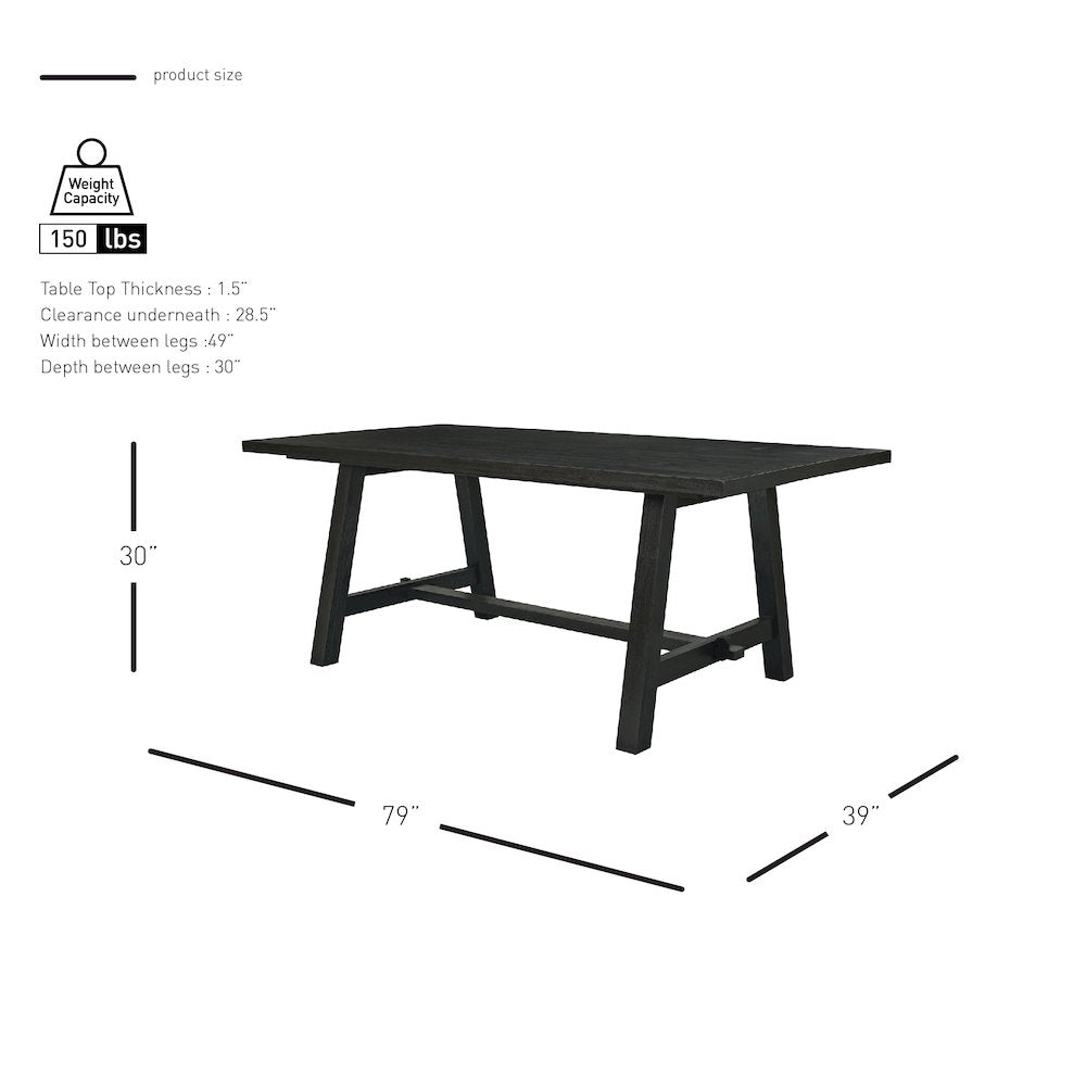 Bedford 79" Rect. Dining Table "A" Base