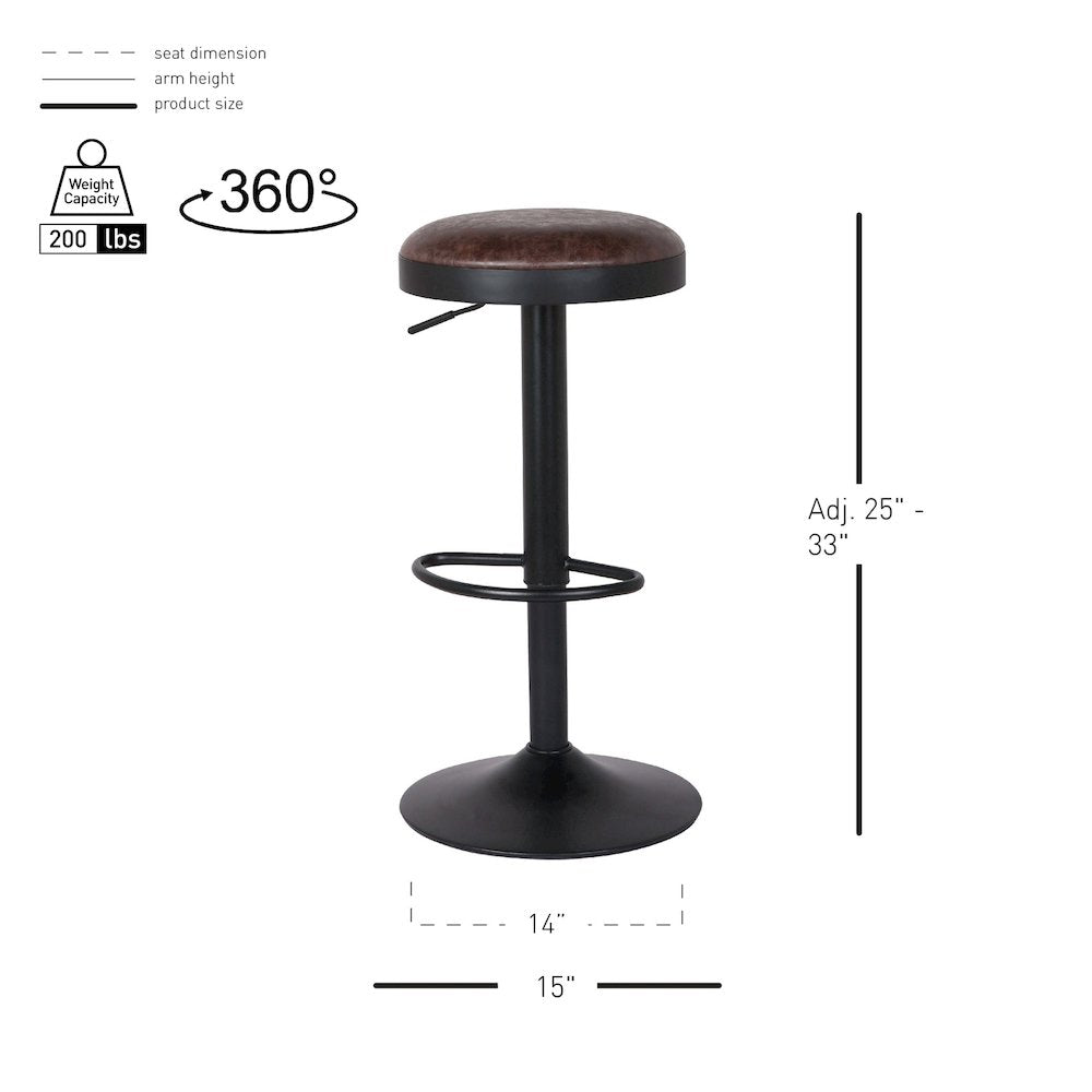 Juno Faux Leather Gaslift Backless Swivel Bar Stool, (Set of 2)