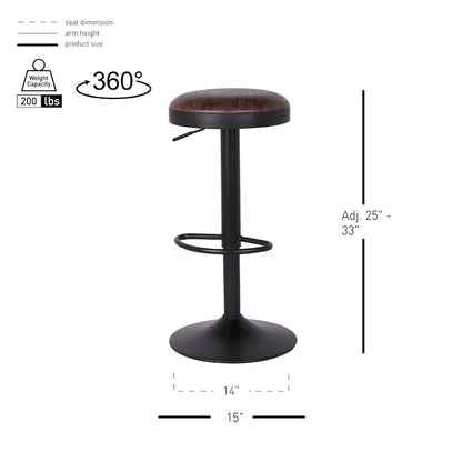 Juno Faux Leather Gaslift Backless Swivel Bar Stool, (Set of 2)
