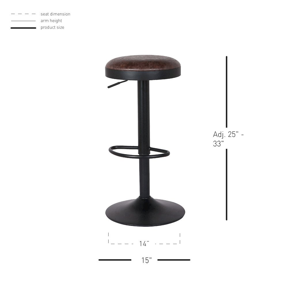 Juno Faux Leather Gaslift Backless Swivel Bar Stool, (Set of 2)