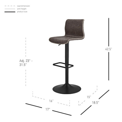 Jayden Faux Leather Low Back Gaslift Bar Stool, (Set of 2)