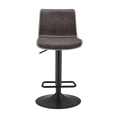 Faux Leather Low-Back Gaslift Bar Stool with Swivel Bucket Seat, Set of 2