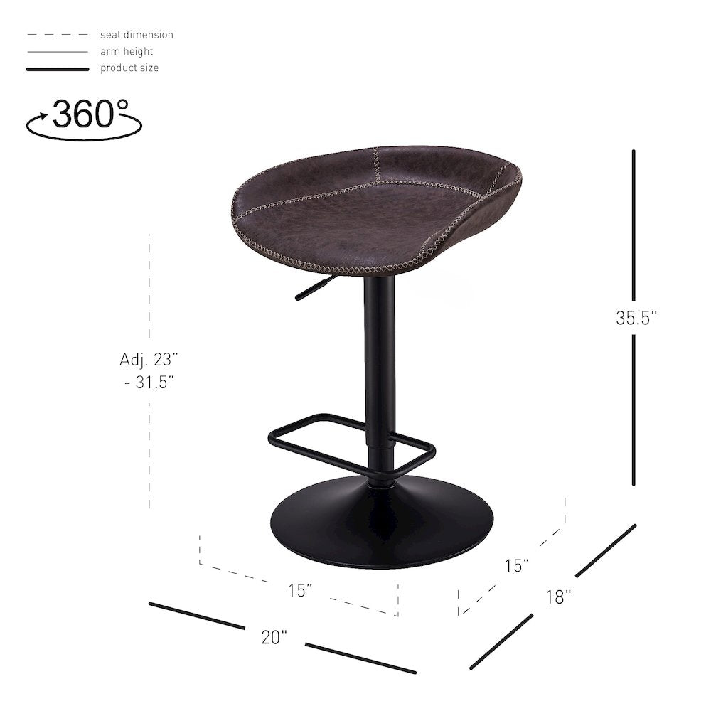 Rogue Faux Leather Gaslift Bar Stool, (Set of 2)