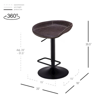 Rogue Faux Leather Gaslift Bar Stool, (Set of 2)