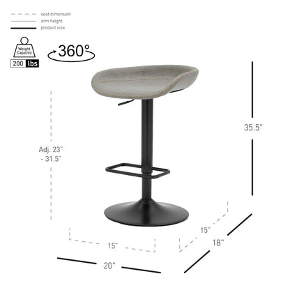 Rogue Faux Leather Gaslift Swivel Bar Stool, (Set of 2)