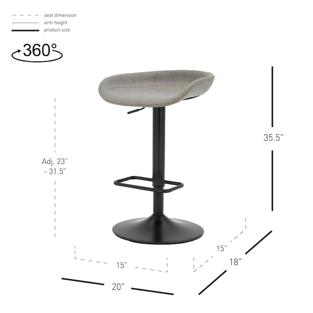 Rogue Faux Leather Gaslift Swivel Bar Stool, (Set of 2)