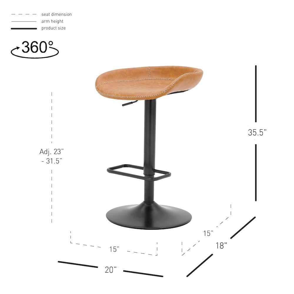 Rogue Faux Leather Gaslift Swivel Bar Stool, (Set of 2)