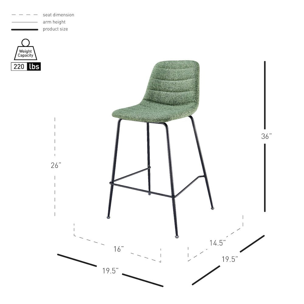 Caleb Fabric Counter Stool, (Set of 4)
