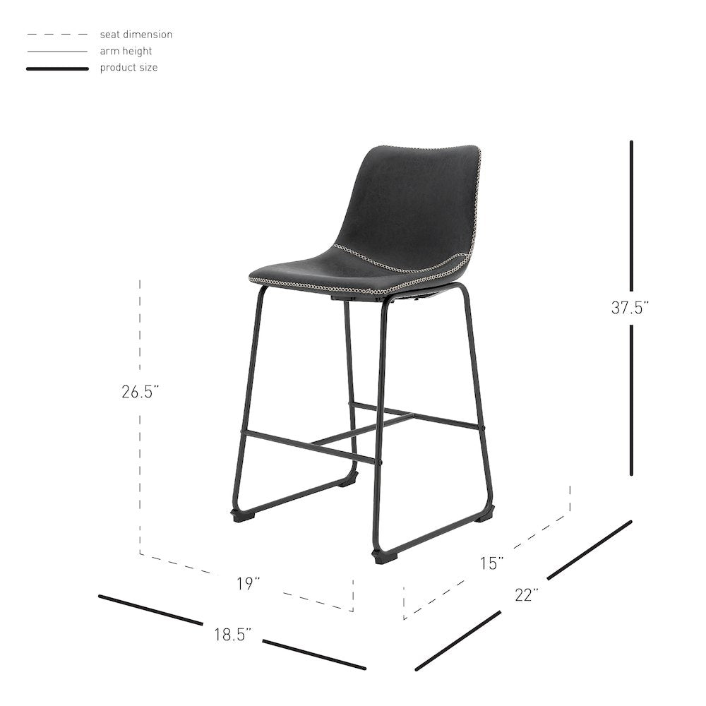 Vesta Faux Leather Counter Stool, (Set of 2)