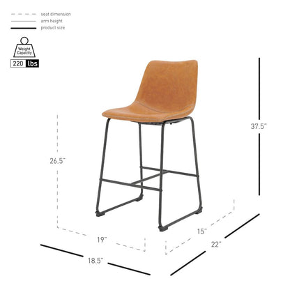Vesta Faux Leather Counter Stool, (Set of 2)