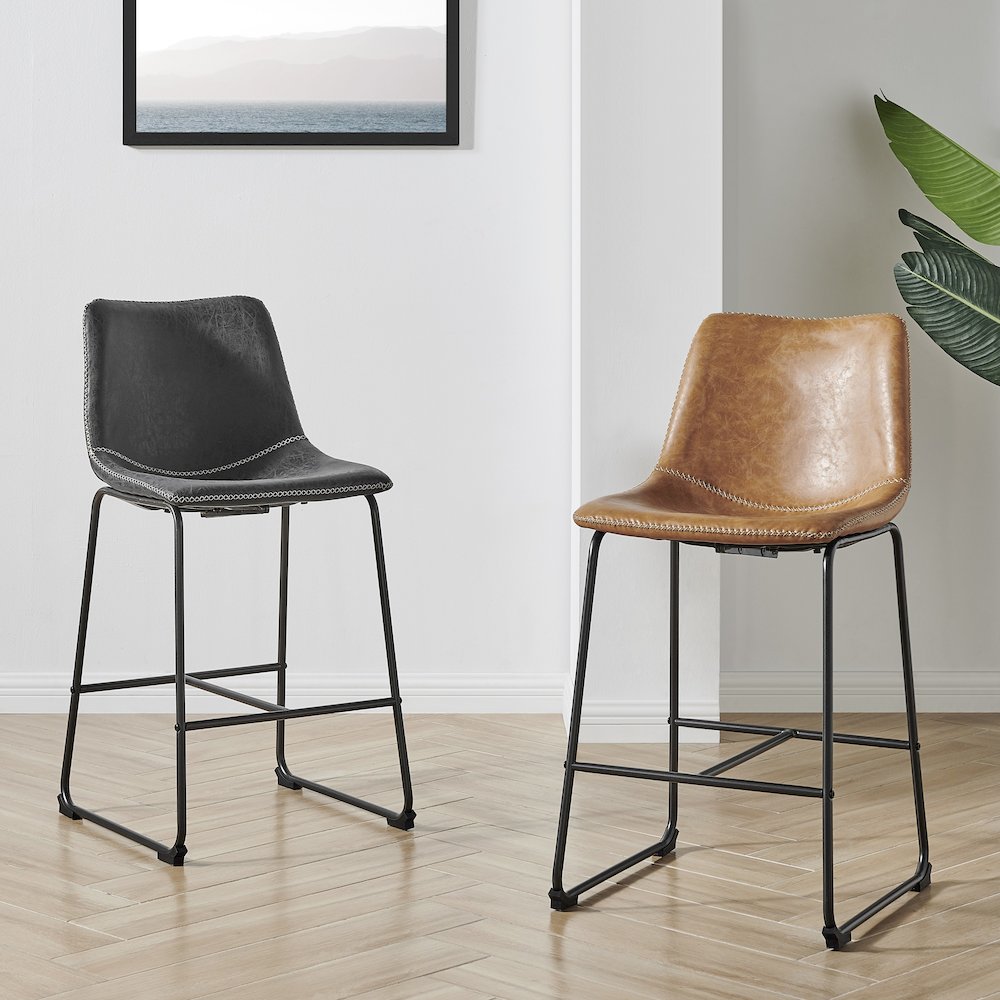 Vesta Faux Leather Counter Stool, (Set of 2)