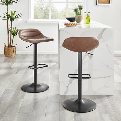 Koa Faux Leather Gaslift Swivel Bar Stool, (Set of 2)