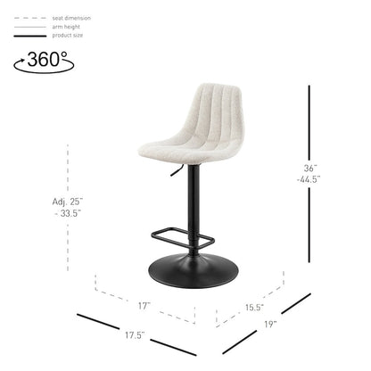 Robert Boucle Gaslift Swivel Bar Stool, (Set of 2)