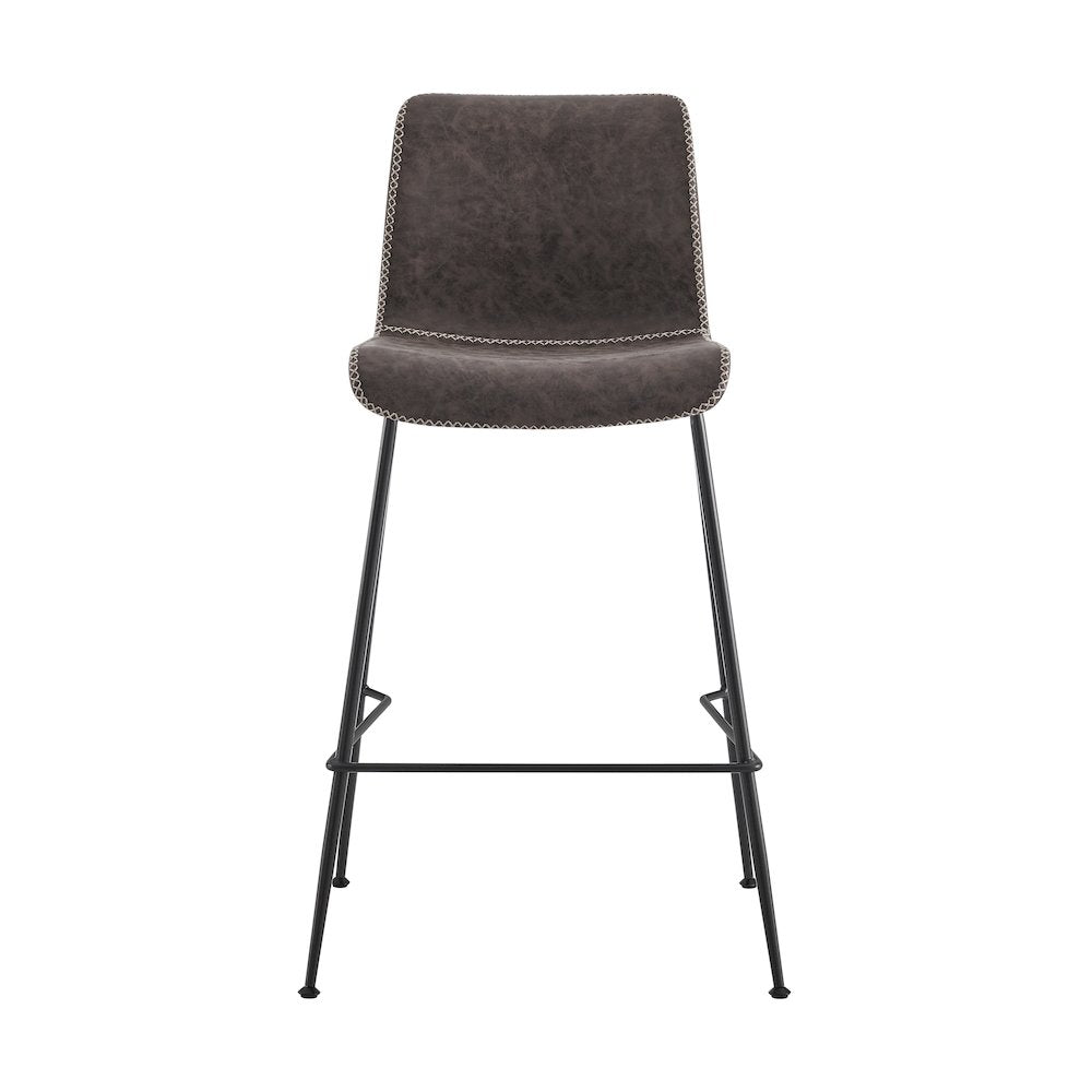 Jayden Faux Leather Low Back Counter Stool, (Set of 2)