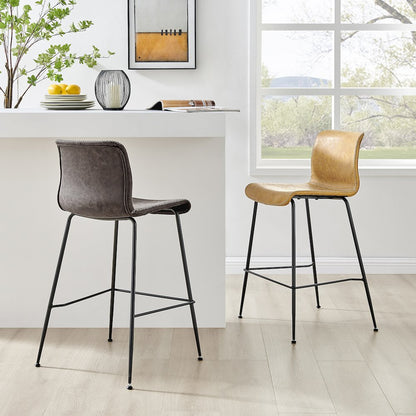 Jayden Faux Leather Low Back Counter Stool, (Set of 2)
