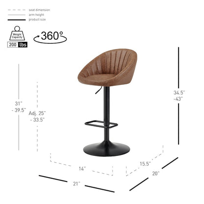 Watson Faux Leather Gaslift Swivel Bar Stool