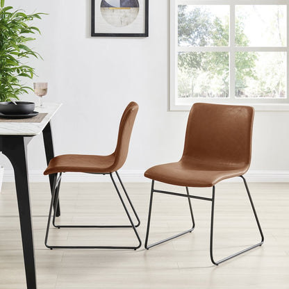 Bruce Faux Leather Dining Side Chair, (Set of 2)