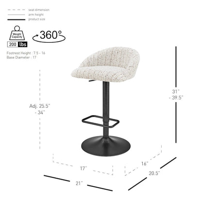 Jorrell Boucle Gaslift Swivel Bar Stool, (Set of 2)