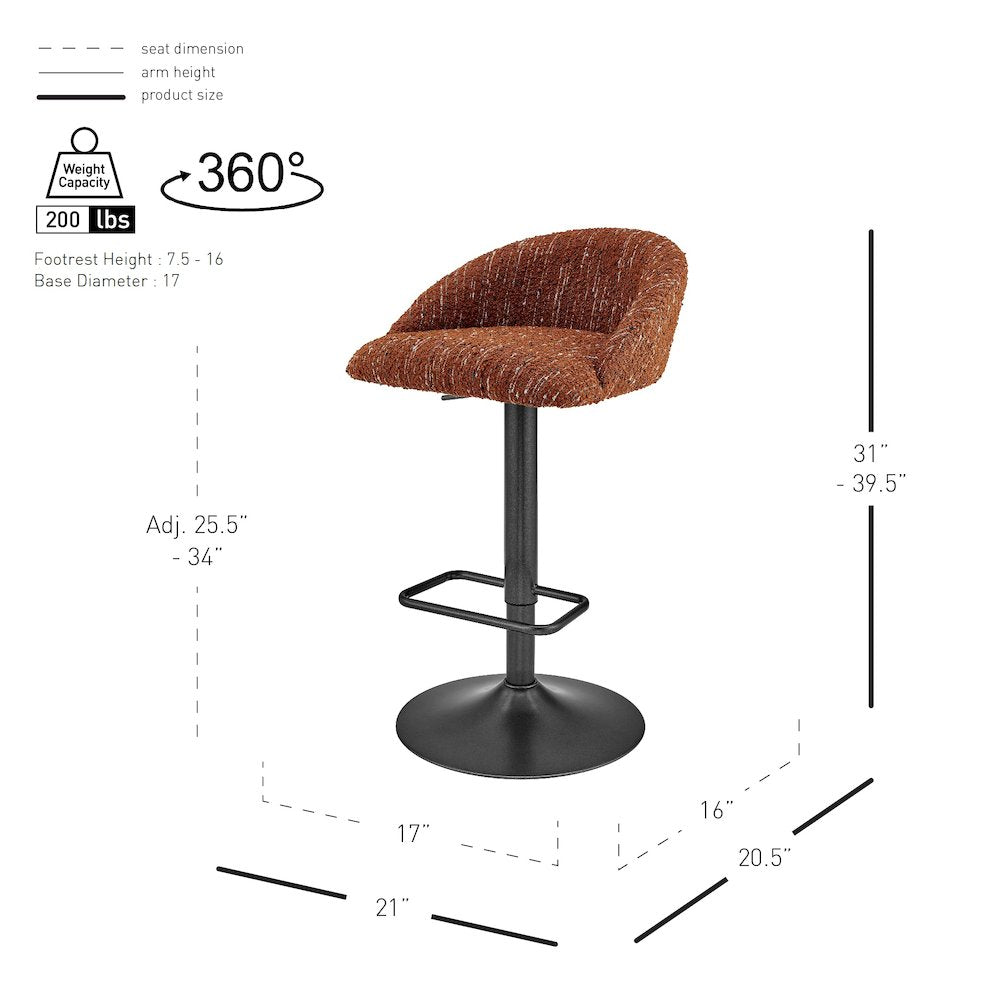Jorrell Boucle Gaslift Swivel Bar Stool, (Set of 2)