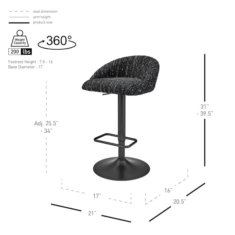 Jorrell Boucle Gaslift Swivel Bar Stool, (Set of 2)