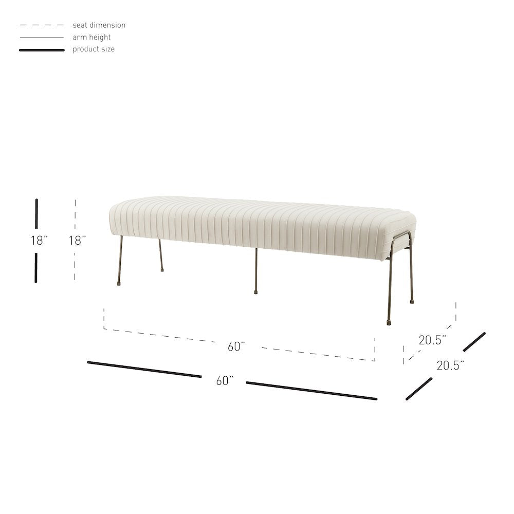 Merritt Velvet Pleated Bench