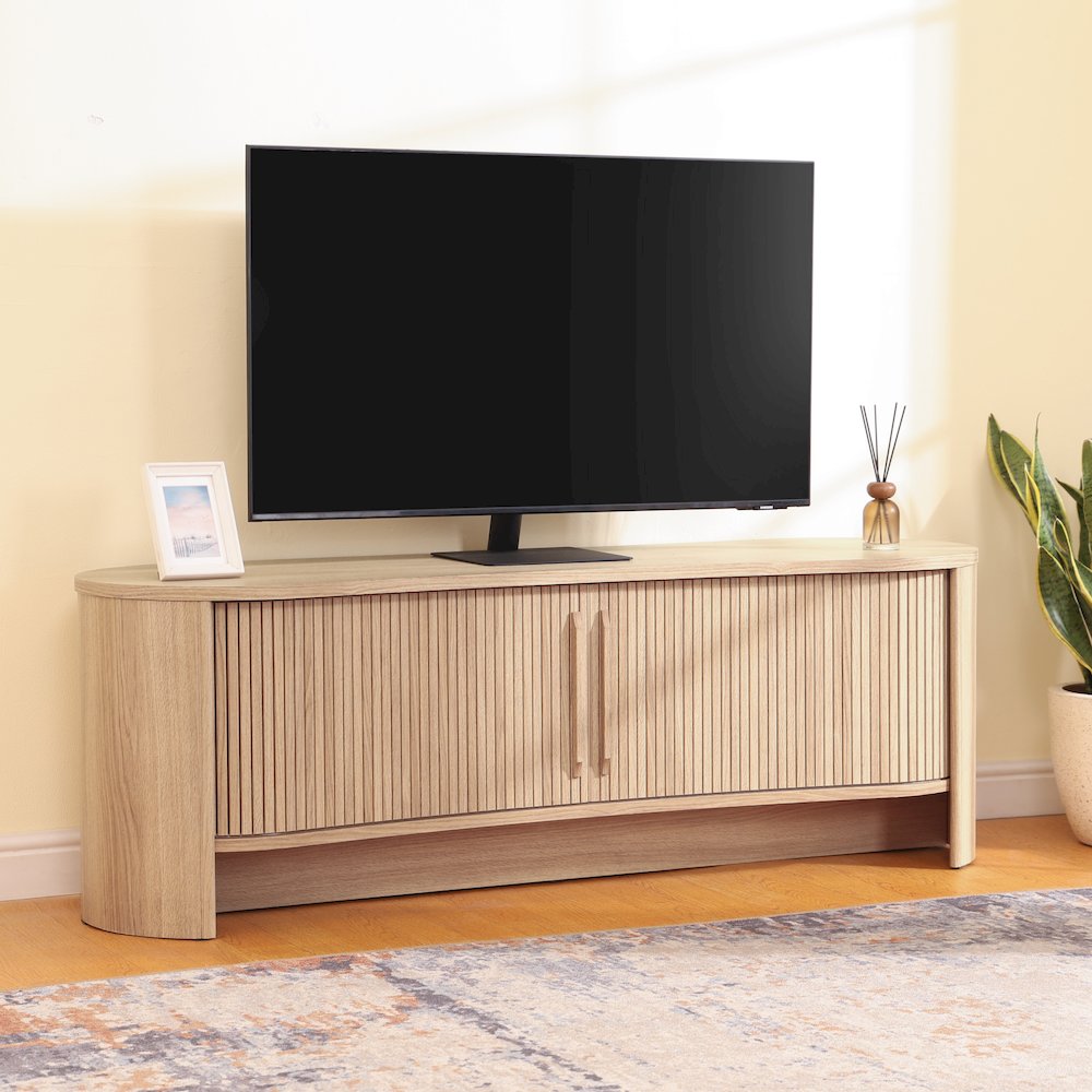 Sicilia Tambour TV Stand - Light Oak