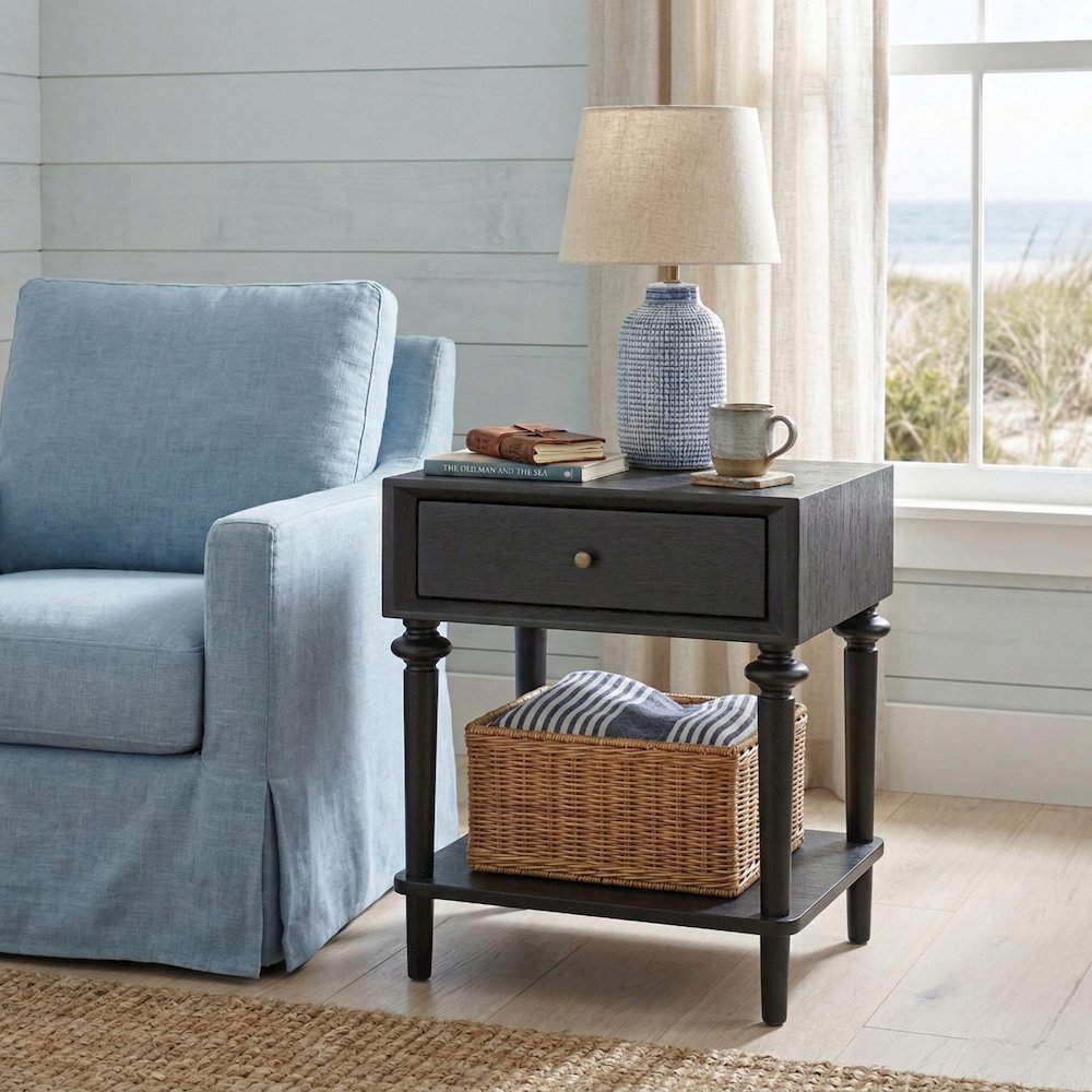 Romilda 1-Drawer Accent Table - Black