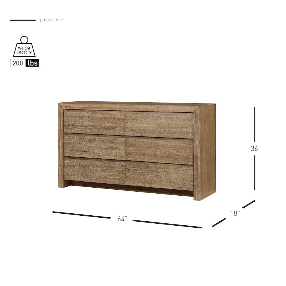 Zerano 6-Drawer Dresser - Brushed Smoke