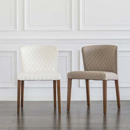 Albie Diamond Stitching Faux Leather Dining Side Chair, (Set of 2)