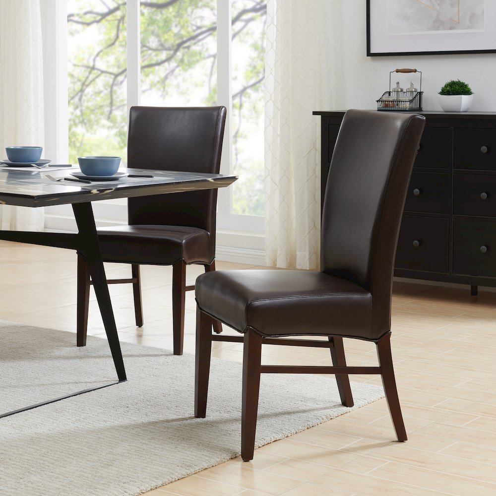 Milton Bonded Leather Dining Side Chair, (Set of 2)