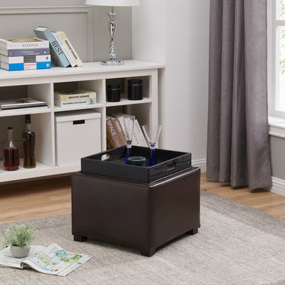 Cameron Leather Square Storage Ottoman