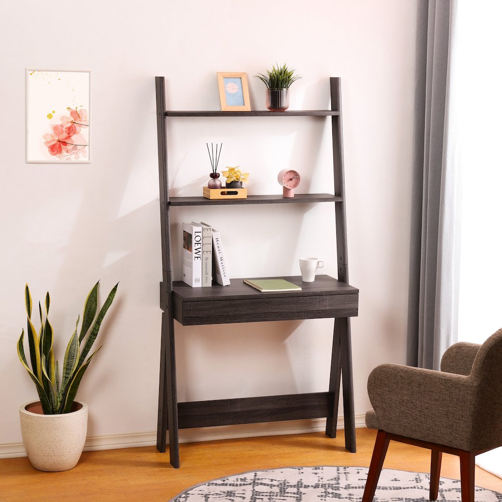 Reeve Stair Desk - 33"W x 15.5"D x 65"H - Charred Black