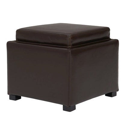 Cameron Leather Square Storage Ottoman