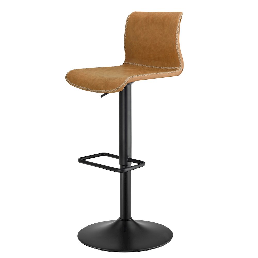 Jayden Faux Leather Low Back Gaslift Bar Stool, (Set of 2)