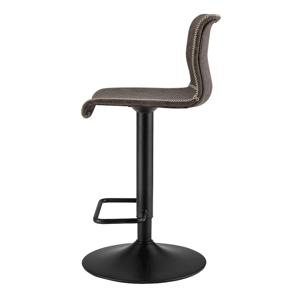 Jayden Faux Leather Low Back Gaslift Bar Stool, (Set of 2)
