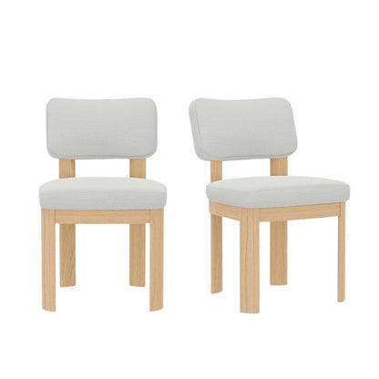 Light Oak Side Chairs Set of 2 with Upholstered Seats and Modern Design